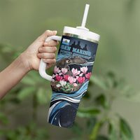 San Marino Founding Anniversary Tumbler With Handle Freedom Peregrine Falcon - Cyclamen Flowers Towers Flag