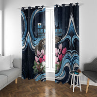San Marino Founding Anniversary Window Curtain Freedom Peregrine Falcon - Cyclamen Flowers Towers Flag