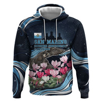 San Marino Founding Anniversary Zip Hoodie Freedom Peregrine Falcon - Cyclamen Flowers Towers Flag