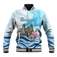 San Marino Foundation Day Baseball Jacket Mount Titano Fortress Fox Falcon And Cyclamen