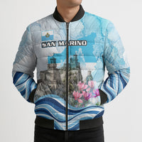 San Marino Foundation Day Bomber Puffer Jacket Mount Titano Fortress Fox Falcon And Cyclamen