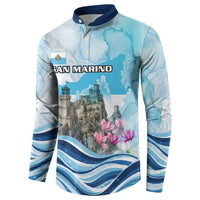 San Marino Foundation Day Button Sweatshirt Mount Titano Fortress Fox Falcon And Cyclamen