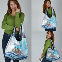 San Marino Foundation Day Grocery Bag Mount Titano Fortress Fox Falcon And Cyclamen