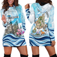 San Marino Foundation Day Hoodie Dress Mount Titano Fortress Fox Falcon And Cyclamen