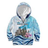 San Marino Foundation Day Kid Hoodie Mount Titano Fortress Fox Falcon And Cyclamen