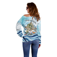 San Marino Foundation Day Off Shoulder Sweater Mount Titano Fortress Fox Falcon And Cyclamen