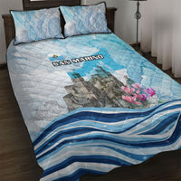 San Marino Foundation Day Quilt Bed Set Mount Titano Fortress Fox Falcon And Cyclamen