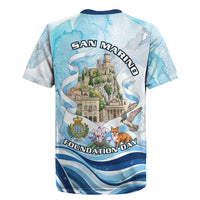 San Marino Foundation Day Rugby Jersey Mount Titano Fortress Fox Falcon And Cyclamen