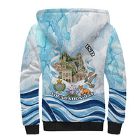 San Marino Foundation Day Sherpa Hoodie Mount Titano Fortress Fox Falcon And Cyclamen
