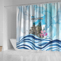 San Marino Foundation Day Shower Curtain Mount Titano Fortress Fox Falcon And Cyclamen