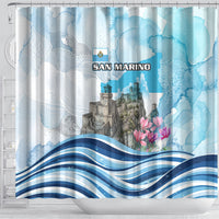 San Marino Foundation Day Shower Curtain Mount Titano Fortress Fox Falcon And Cyclamen
