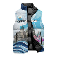 San Marino Foundation Day Sleeveless Puffer Jacket Mount Titano Fortress Fox Falcon And Cyclamen