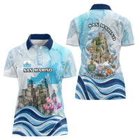 San Marino Foundation Day Women Polo Shirt Mount Titano Fortress Fox Falcon And Cyclamen