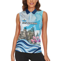 San Marino Foundation Day Women Sleeveless Polo Shirt Mount Titano Fortress Fox Falcon And Cyclamen