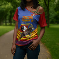 Eswatini Independence Day Cross Shoulder Shirt Sable Antelope - Aloe Succulent - Flag Shield