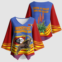 Eswatini Independence Day Kimono Sleeve Blouse Sable Antelope - Aloe Succulent - Flag Shield