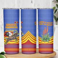Eswatini Independence Day Skinny Tumbler Sable Antelope - Aloe Succulent - Flag Shield