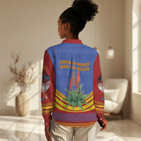 Eswatini Independence Day Women Casual Shirt Sable Antelope - Aloe Succulent - Flag Shield