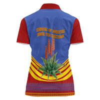 Eswatini Independence Day Women Polo Shirt Sable Antelope - Aloe Succulent - Flag Shield