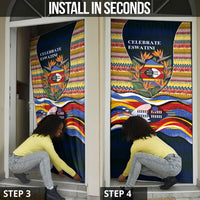 Eswatini Independence Day Door Cover Freedom Pride - Lion Elephant - Strelitzia Flowers