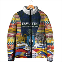 Eswatini Independence Day Padded Jacket Freedom Pride - Lion Elephant - Strelitzia Flowers