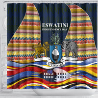 Eswatini Independence Day Shower Curtain Freedom Pride - Lion Elephant - Strelitzia Flowers