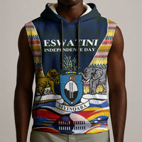 Eswatini Independence Day Sleeveless Hoodie Freedom Pride - Lion Elephant - Strelitzia Flowers