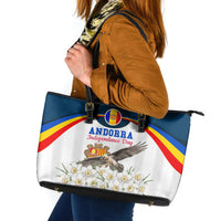 Andorra Independence Day Leather Tote Bag Freedom Grandella Narcissus Falcon Map Flag