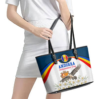 Andorra Independence Day Leather Tote Bag Freedom Grandella Narcissus Falcon Map Flag