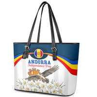 Andorra Independence Day Leather Tote Bag Freedom Grandella Narcissus Falcon Map Flag
