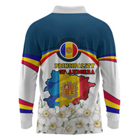Andorra Independence Day Long Sleeve Polo Shirt Freedom Grandella Narcissus Falcon Map Flag