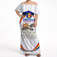 Andorra Independence Day Off Shoulder Maxi Dress Freedom Grandella Narcissus Falcon Map Flag
