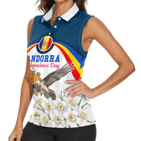 Andorra Independence Day Women Sleeveless Polo Shirt Freedom Grandella Narcissus Falcon Map Flag
