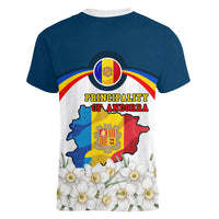 Andorra Independence Day Women V-Neck T-Shirt Freedom Grandella Narcissus Falcon Map Flag