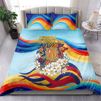 Andorra National Day Bedding Set Coat Of Arms Daffodil Flower Cultural Heritage