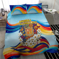 Andorra National Day Bedding Set Coat Of Arms Daffodil Flower Cultural Heritage
