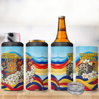 Andorra National Day 4 in 1 Can Cooler Tumbler Coat Of Arms Daffodil Flower Cultural Heritage