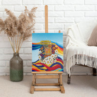 Andorra National Day Canvas Wall Art Coat Of Arms Daffodil Flower Cultural Heritage
