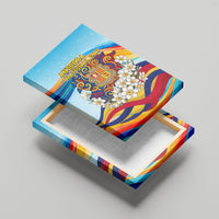 Andorra National Day Canvas Wall Art Coat Of Arms Daffodil Flower Cultural Heritage