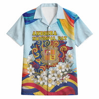 Andorra National Day Hawaiian Shirt Coat Of Arms Daffodil Flower Cultural Heritage
