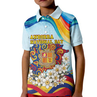 Andorra National Day Kid Polo Shirt Coat Of Arms Daffodil Flower Cultural Heritage