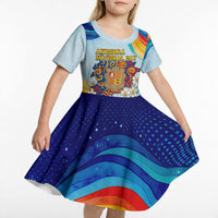 Andorra National Day Kid Short Sleeve Dress Coat Of Arms Daffodil Flower Cultural Heritage
