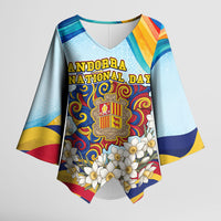 Andorra National Day Kimono Sleeve Blouse Coat Of Arms Daffodil Flower Cultural Heritage