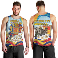 Andorra National Day Men Tank Top Coat Of Arms Daffodil Flower Cultural Heritage