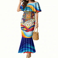 Andorra National Day Mermaid Dress Coat Of Arms Daffodil Flower Cultural Heritage