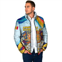 Andorra National Day Padded Jacket Coat Of Arms Daffodil Flower Cultural Heritage