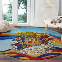 Andorra National Day Round Carpet Coat Of Arms Daffodil Flower Cultural Heritage