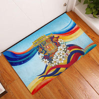 Andorra National Day Rubber Doormat Coat Of Arms Daffodil Flower Cultural Heritage