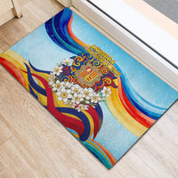 Andorra National Day Rubber Doormat Coat Of Arms Daffodil Flower Cultural Heritage