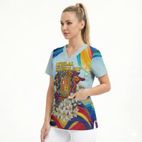 Andorra National Day Scrub Top Coat Of Arms Daffodil Flower Cultural Heritage